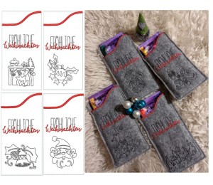 Stickserie ITH - Einsteckhüllen Xmas Tangles 2